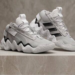 adidas Wave Runner Basketball Sneakers in White & Black